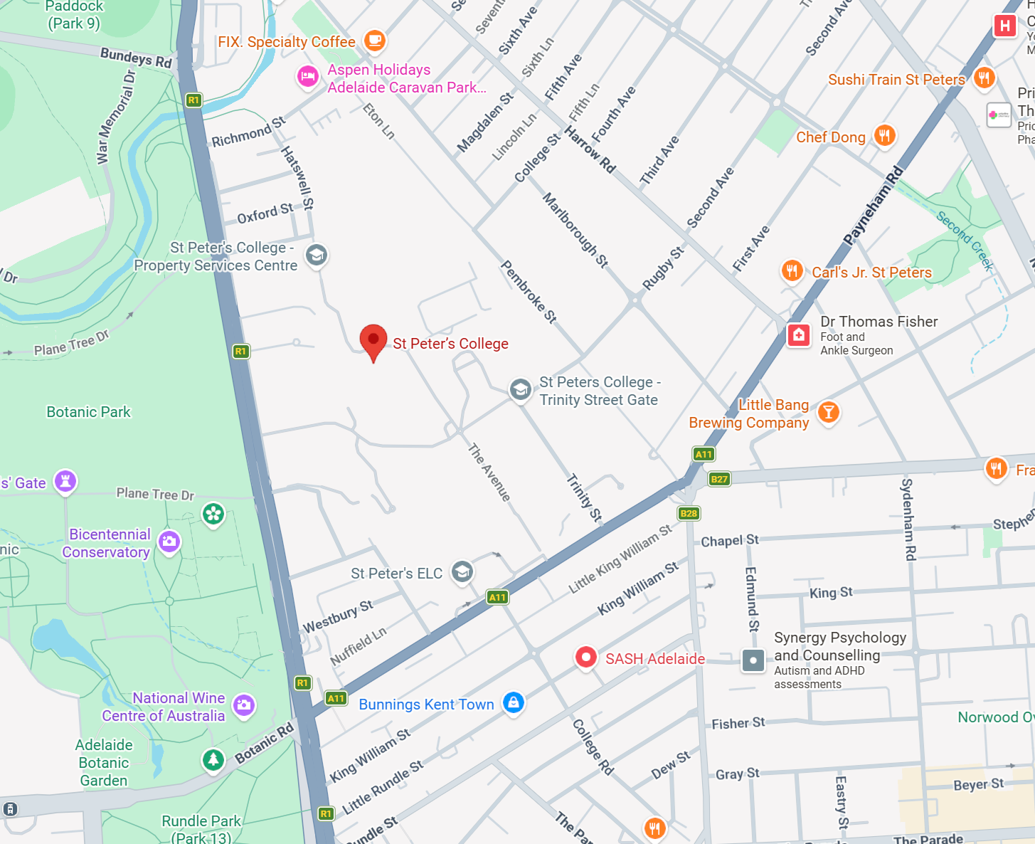 St Peters College map